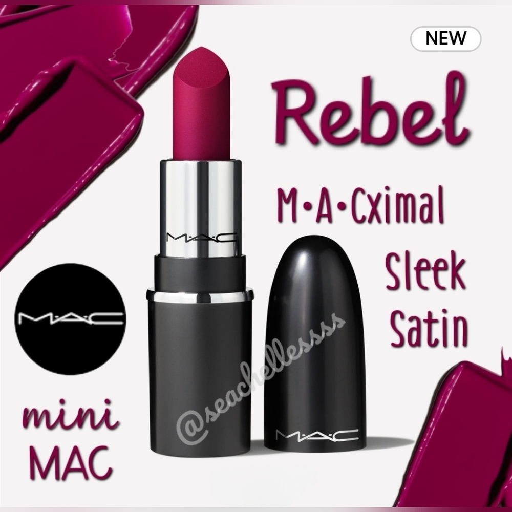 MAC Cosmetics Rebel Mini Lipstick Midtonal Plum Brand New In Box Authentic - Picture 2 of 7